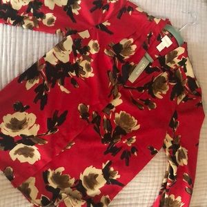 Red button down blouse